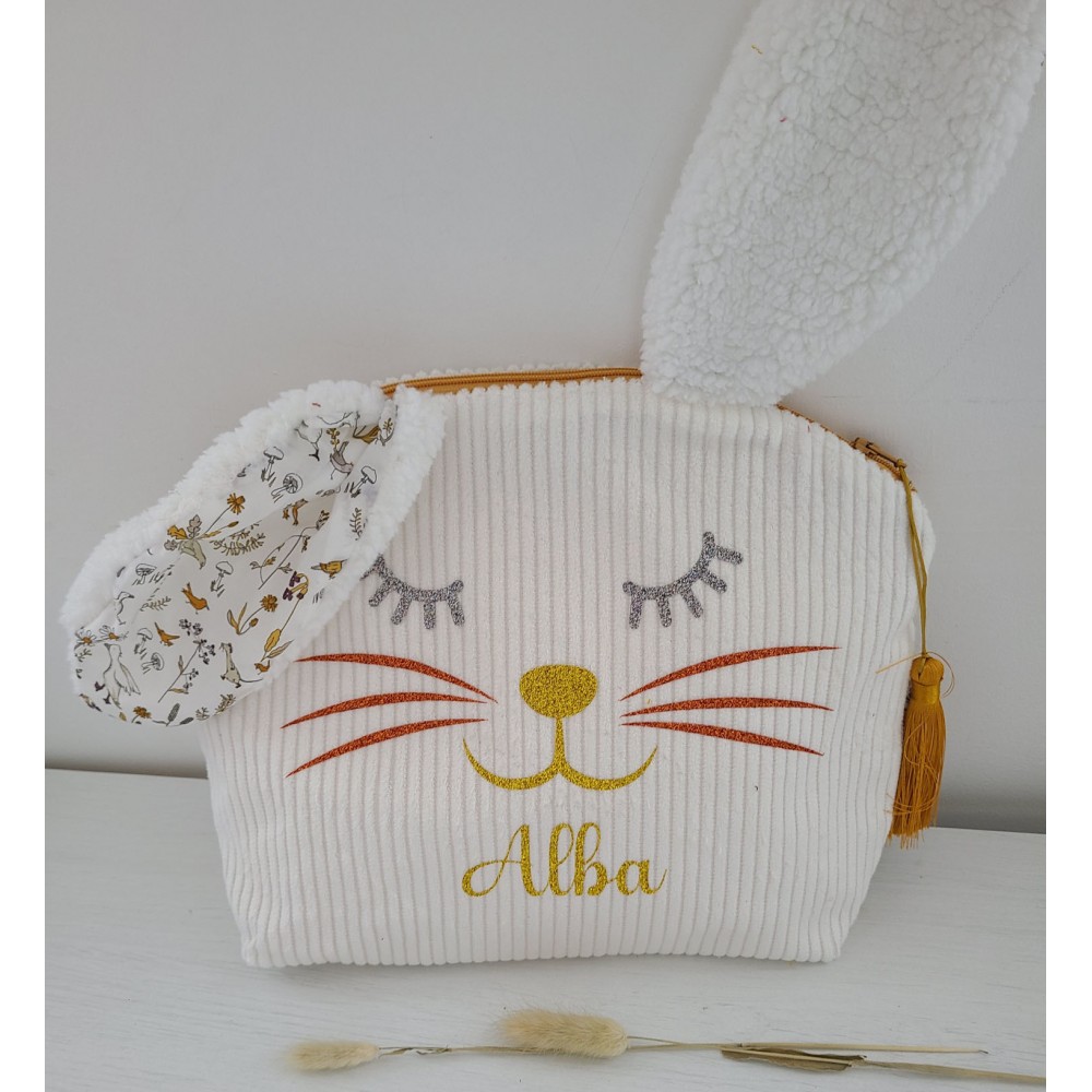 Trousse de toilette écrue lapin Pompom