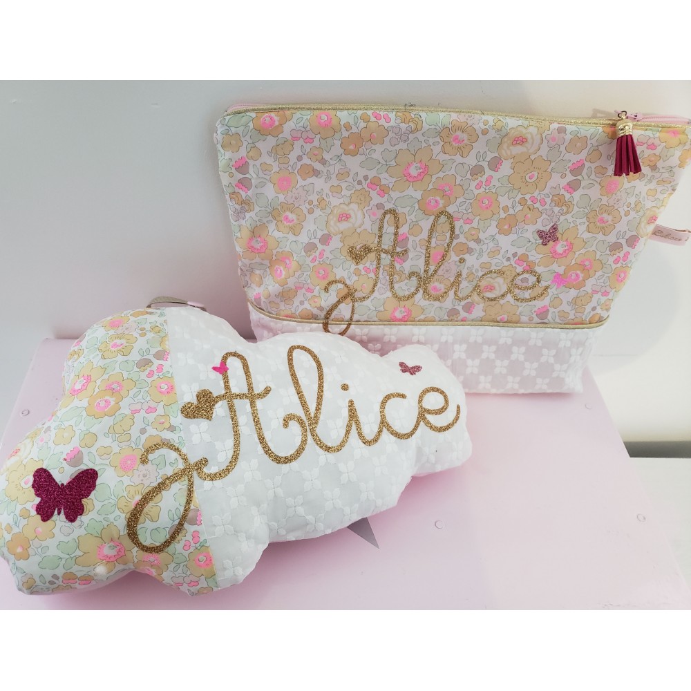 Trousse de toilette Alice personnalisée avec broderie